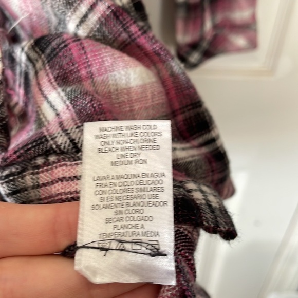 Miley Cyrus Maz Azaria purple plad plaid long sleeve button up collared dress L - Picture 14 of 16
